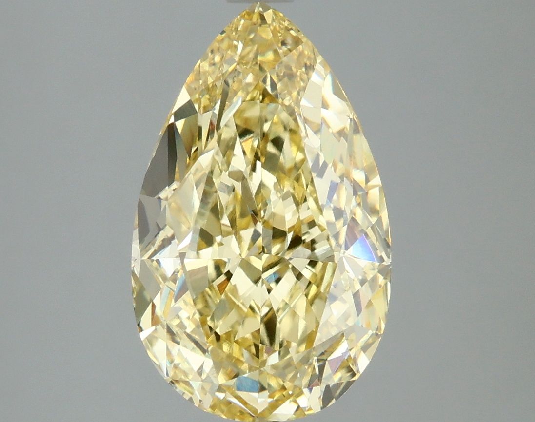 Lab-Grown Pear Diamond - 4.0 Carats, Fancy Intense Yellow Color, VVS2 Clarity - Certified by IGI - Report Number: LG658479963