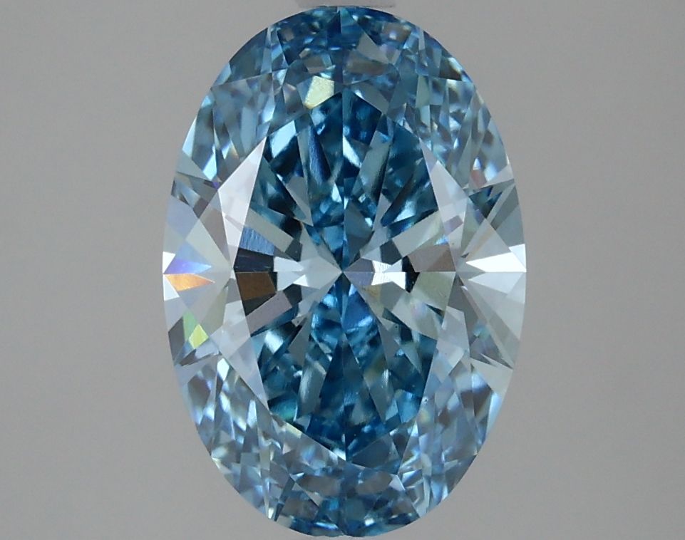 Lab-Grown Oval Diamond - 2.55 Carats, Fancy Vivid Blue Color, VS2 Clarity - Certified by IGI - Report Number: LG634426800