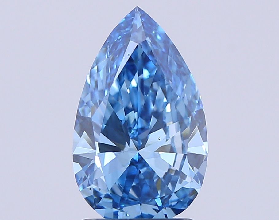 Lab-Grown Pear Diamond - 1.56 Carats, Fancy Vivid Blue Color, VVS2 Clarity - Certified by IGI - Report Number: LG644400564