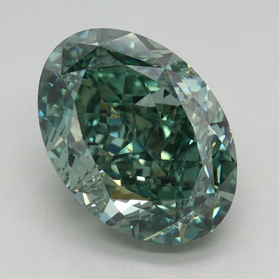 Lab-Grown Oval Diamond - 2.59 Carats, Fancy Vivid Green Color, VVS2 Clarity - Certified by IGI - Report Number: LG640475417
