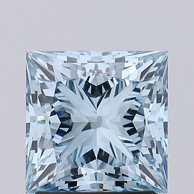 Lab-Grown Princess Diamond - 2.02 Carats, Fancy Intense Greenish Blue Color, VS1 Clarity - Certified by IGI - Report Number: LG546212015