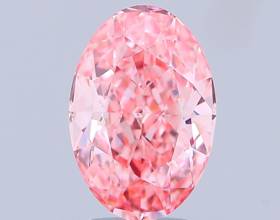 Lab-Grown Oval Diamond - 4.02 Carats, Fancy Vivid Pink Color, VS1 Clarity - Certified by IGI - Report Number: LG633485509