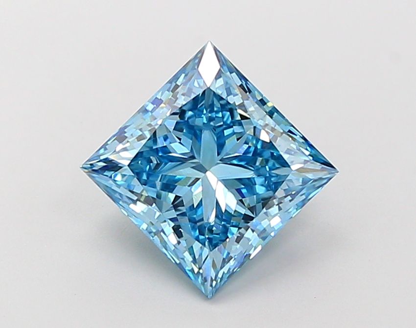 Lab-Grown Princess Diamond - 3.08 Carats, Fancy Vivid Blue Color, VS1 Clarity - Certified by IGI - Report Number: LG684510358