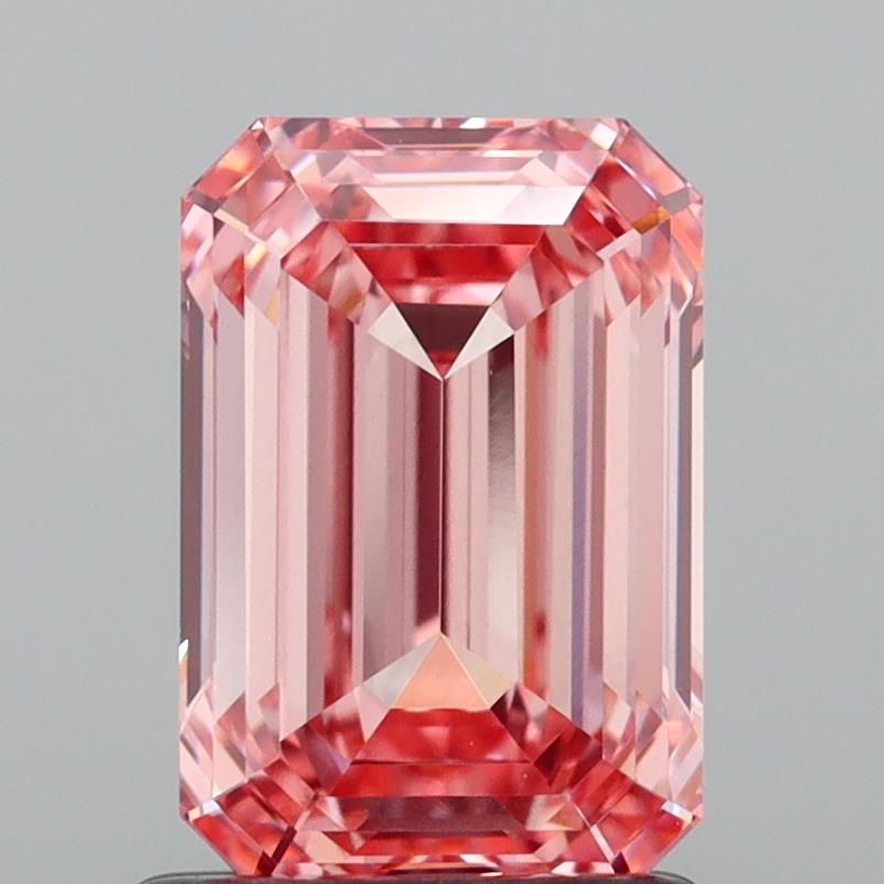 Lab-Grown Emerald Diamond - 1.59 Carats, Fancy Vivid Pink Color, VVS2 Clarity - Certified by IGI - Report Number: LG636494792