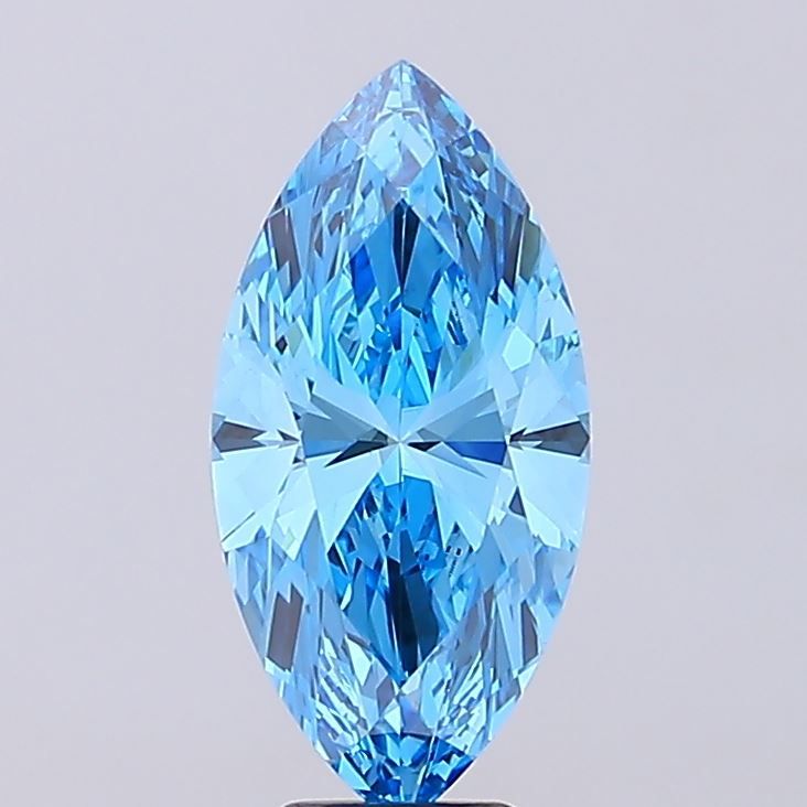 Lab-Grown Marquise Diamond - 6.01 Carats, Fancy Vivid Blue Color, VS1 Clarity - Certified by IGI - Report Number: LG677574698