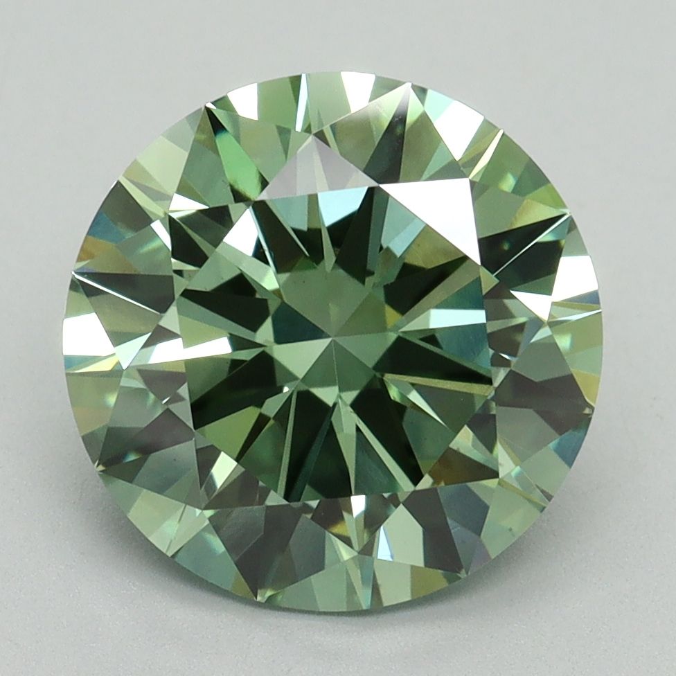Lab-Grown Round Diamond - 4.01 Carats, Fancy Vivid Green Color, VS1 Clarity - Certified by IGI - Report Number: LG644418263