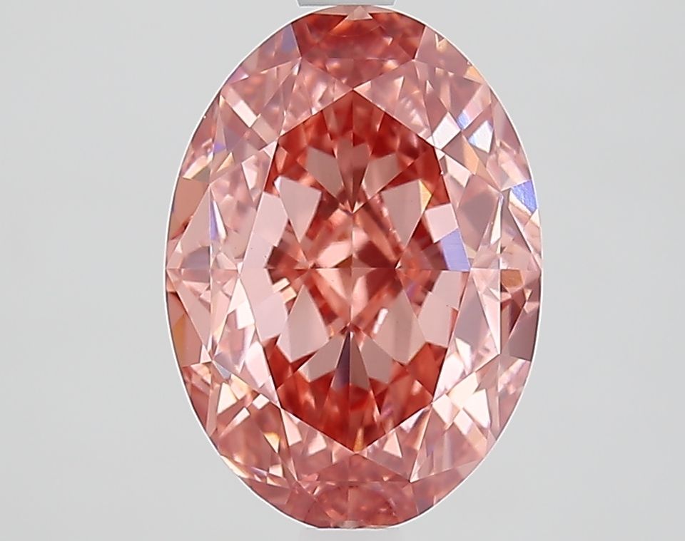 Lab-Grown Oval Diamond - 3.55 Carats, Fancy Vivid Pink Color, VVS2 Clarity - Certified by IGI - Report Number: LG658491697