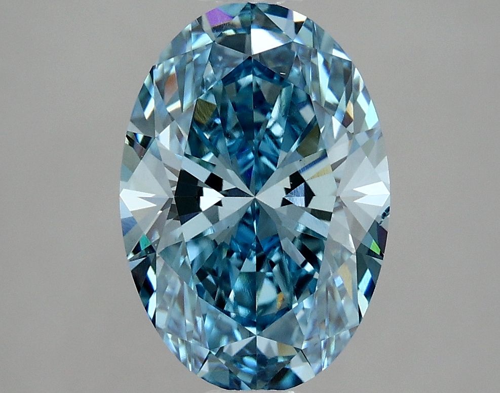 Lab-Grown Oval Diamond - 2.99 Carats, Fancy Vivid Blue Color, VS2 Clarity - Certified by IGI - Report Number: LG634428237