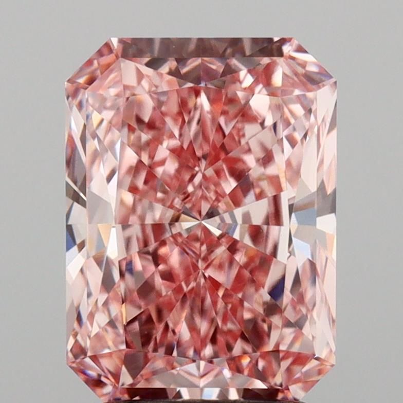 Lab-Grown Radiant Diamond - 2.51 Carats, Fancy Vivid Pink Color, VVS2 Clarity - Certified by IGI - Report Number: LG648475501