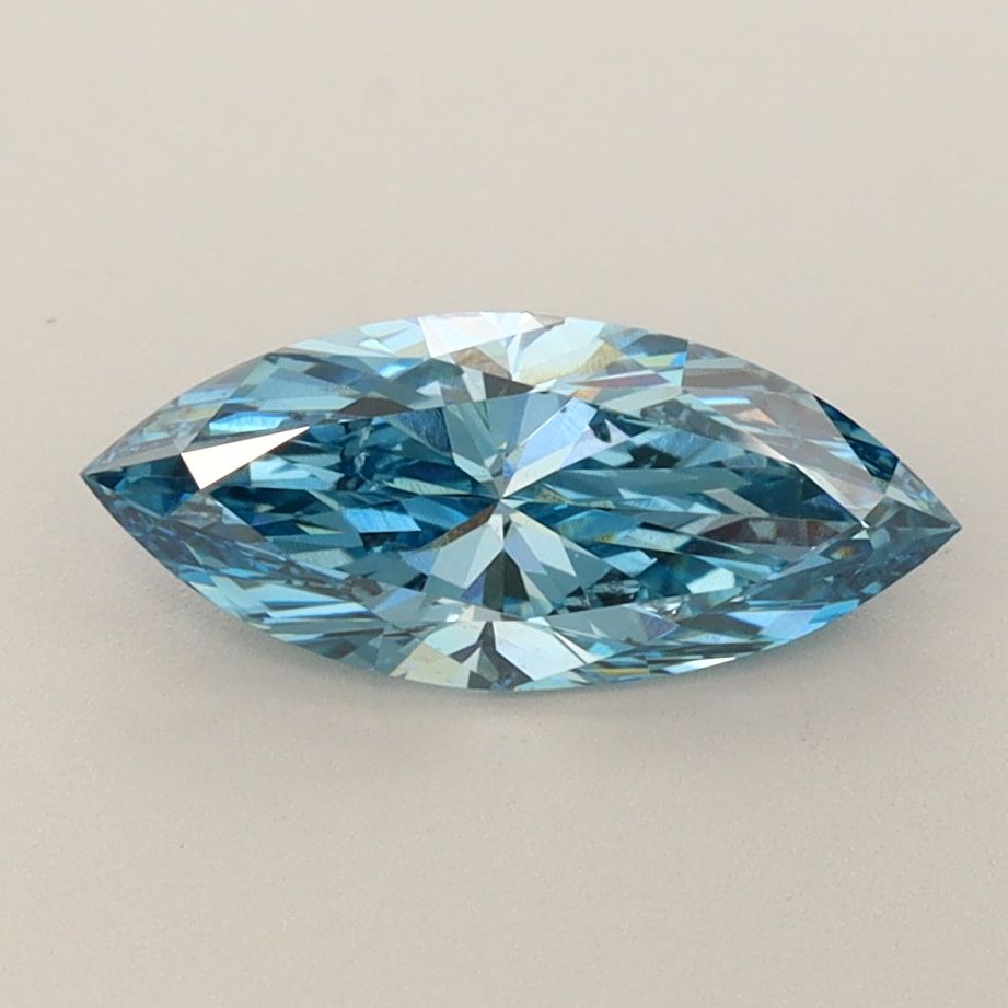 Lab-Grown Marquise Diamond - 1.05 Carats, Fancy Vivid Blue Color, VS2 Clarity - Certified by IGI - Report Number: LG584356720