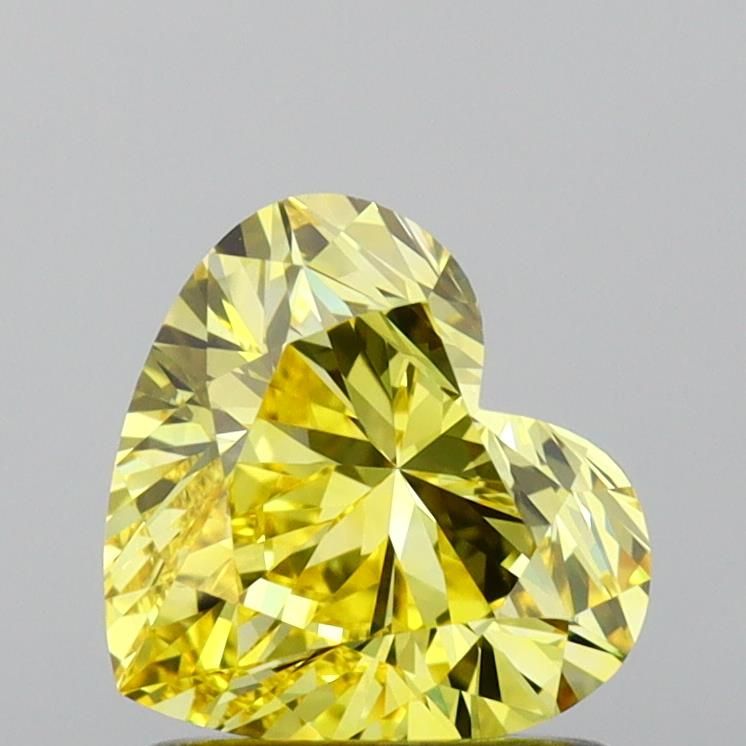 Lab-Grown Heart Diamond - 1.09 Carats, Fancy Vivid Yellow Color, VVS2 Clarity - Certified by IGI - Report Number: LG658470754