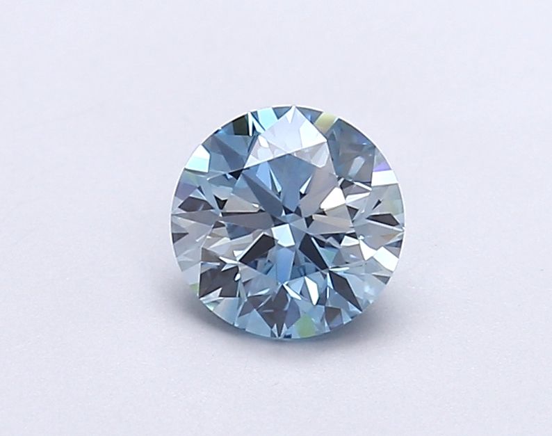 Lab-Grown Round Diamond - 0.81 Carats, Fancy Vivid Blue Color, VS1 Clarity - Certified by IGI - Report Number: LG677505789