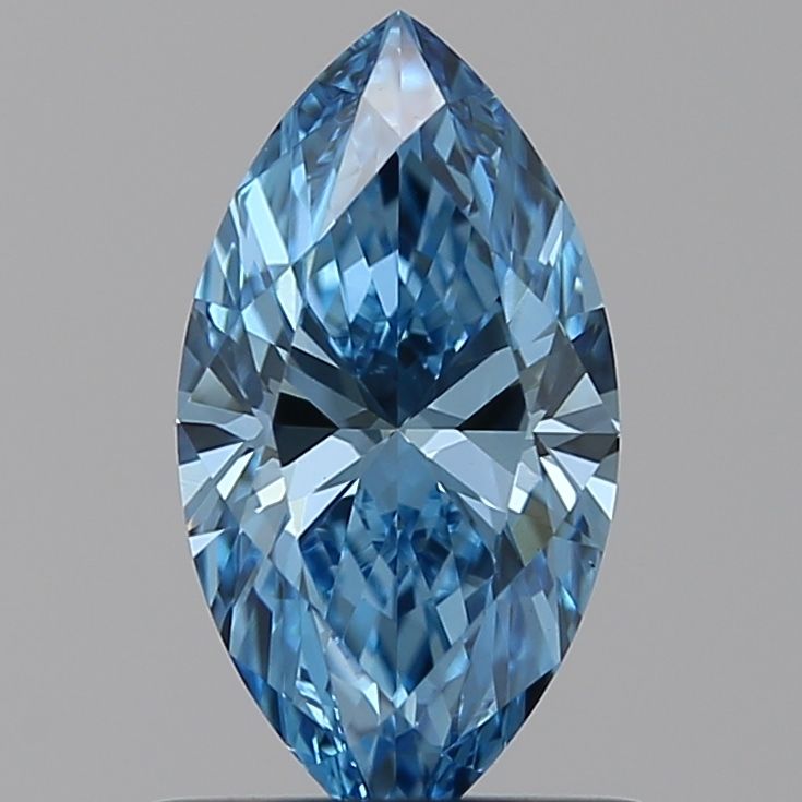Lab-Grown Marquise Diamond - 0.81 Carats, Fancy Vivid Blue Color, VS1 Clarity - Certified by IGI - Report Number: LG584355856