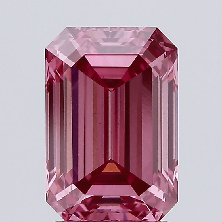 Lab-Grown Emerald Diamond - 2.51 Carats, Fancy Vivid Pink Color, VS1 Clarity - Certified by IGI - Report Number: LG679514035