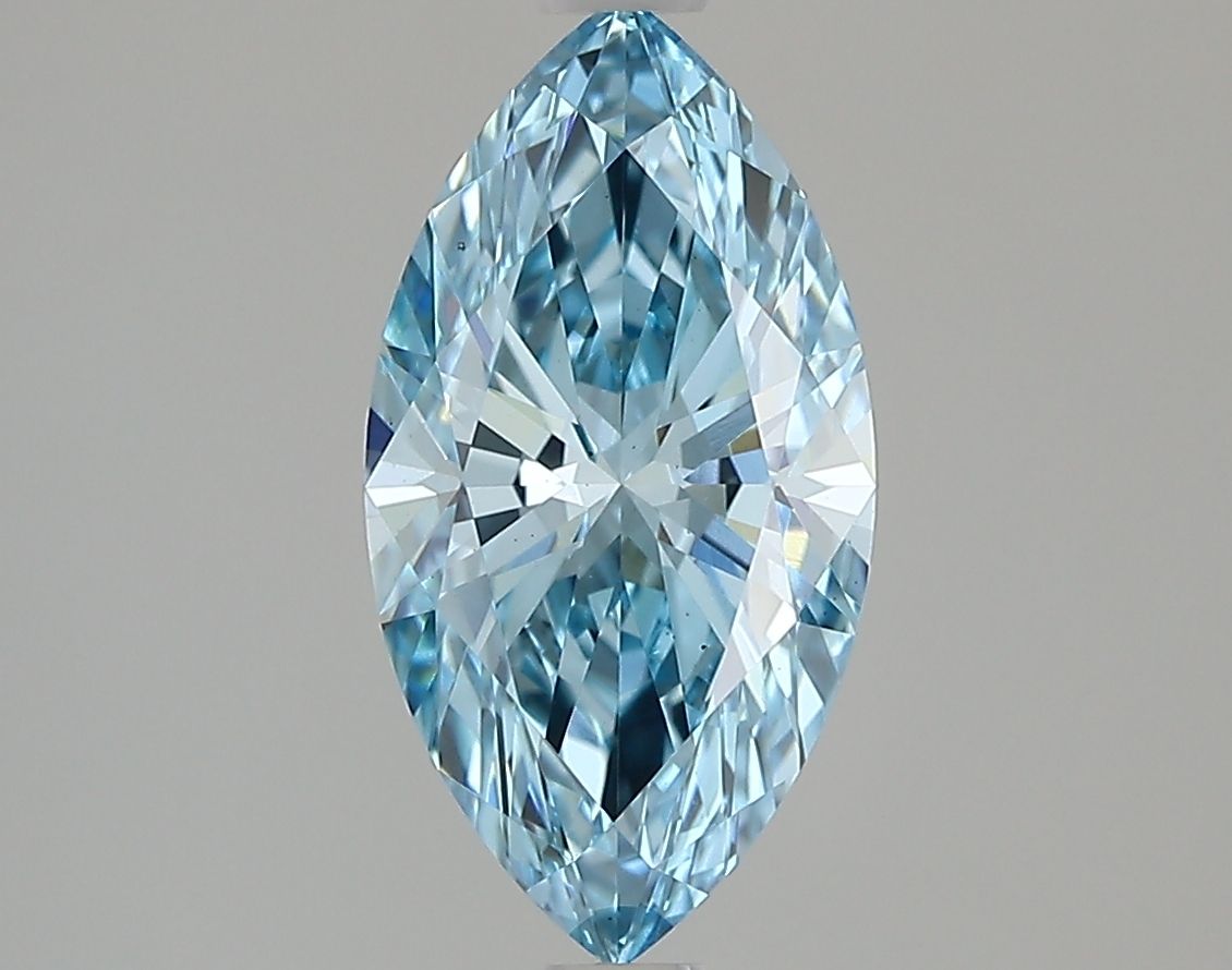 Lab-Grown Marquise Diamond - 1.52 Carats, Fancy Vivid Blue Color, VS1 Clarity - Certified by IGI - Report Number: LG639447686