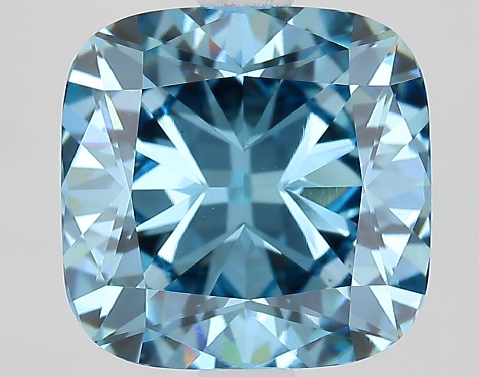 Lab-Grown Cushion Diamond - 3.09 Carats, Fancy Vivid Blue Color, VS1 Clarity - Certified by IGI - Report Number: LG686501951