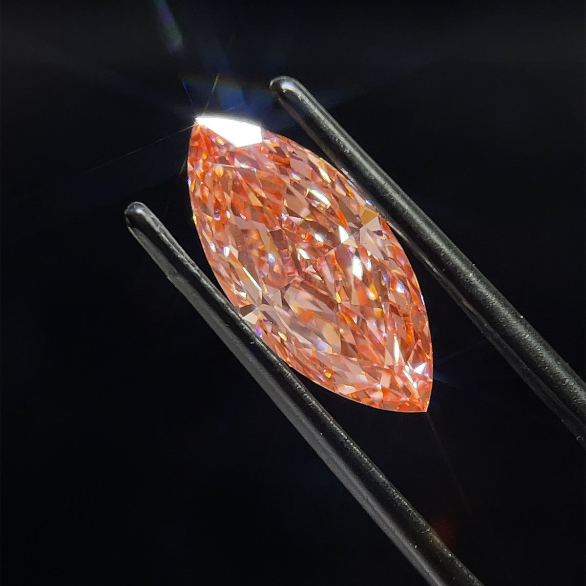 Lab-Grown Marquise Diamond - 3.07 Carats, Fancy Vivid Pink Color, VS1 Clarity - Certified by IGI - Report Number: LG638446819