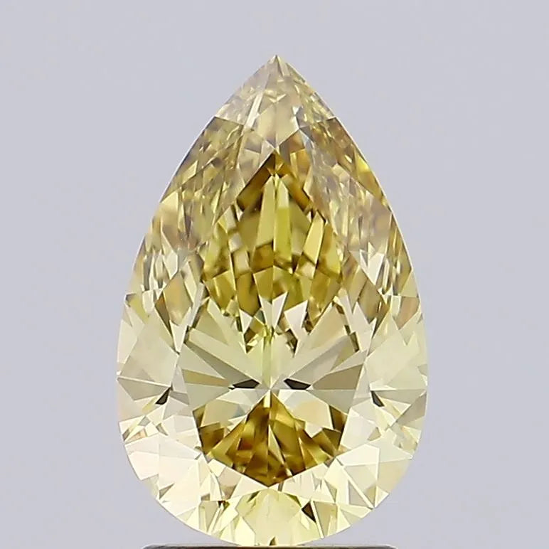 Diamant de laboratoire taille poire de 2,22 ct (couleur jaune brunâtre fantaisie, pureté VVS2, certifié IGI)