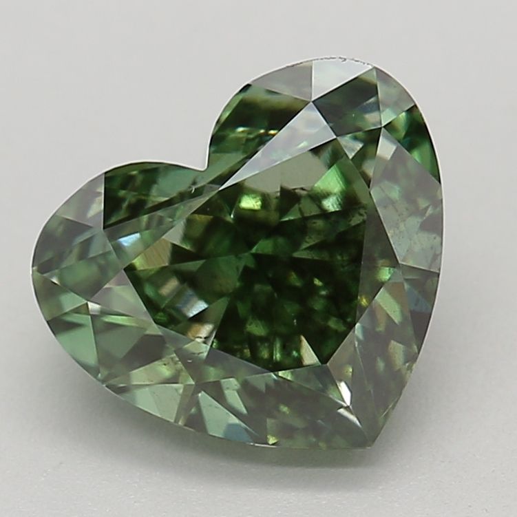 Lab-Grown Heart Diamond - 1.47 Carats, Fancy Vivid Green Color, SI1 Clarity - Certified by IGI - Report Number: LG640411225