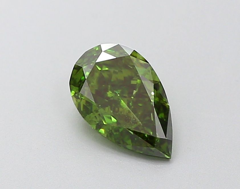 Lab-Grown Pear Diamond - 1.1 Carats, Fancy Vivid Green Color, VS1 Clarity - Certified by IGI - Report Number: LG646444626