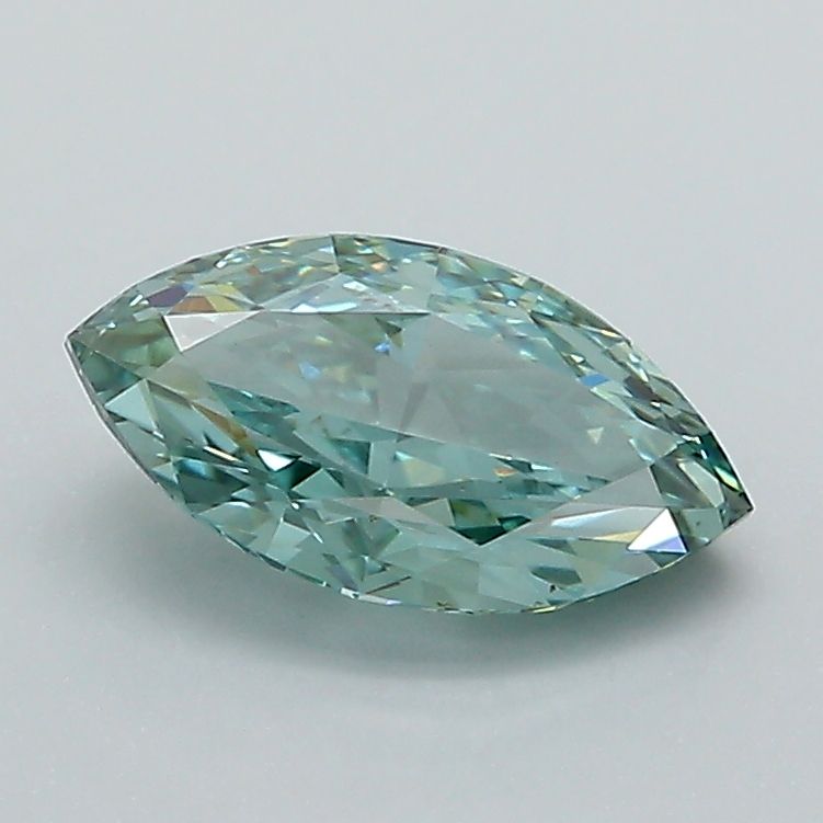 Lab-Grown Marquise Diamond - 1.05 Carats, Fancy Intense Greenish Blue Color, VS1 Clarity - Certified by IGI - Report Number: LG604383807