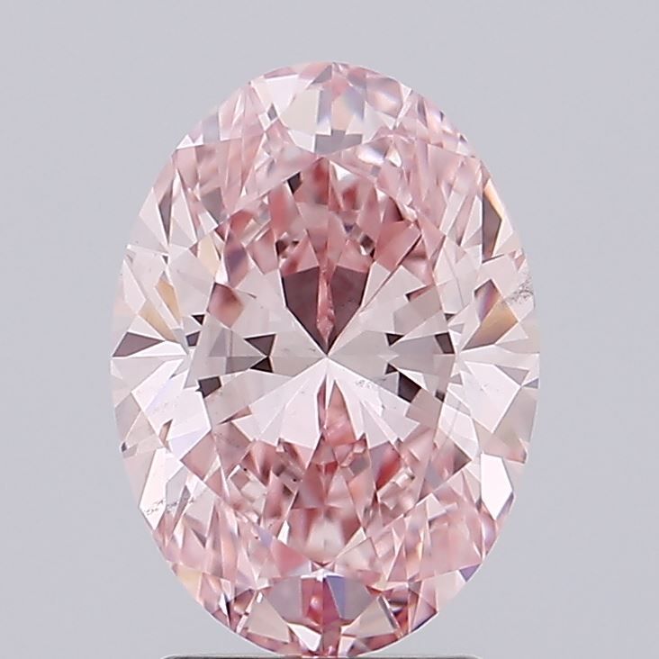 Lab-Grown Oval Diamond - 2.5 Carats, Fancy Vivid Pink Color, VS2 Clarity - Certified by IGI - Report Number: LG617427072