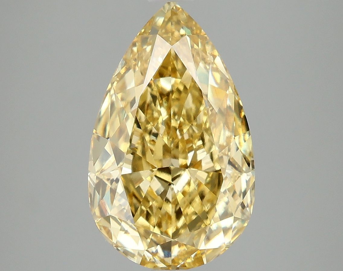 Lab-Grown Pear Diamond - 4.09 Carats, Fancy Vivid Yellow Color, VVS2 Clarity - Certified by IGI - Report Number: LG669416023