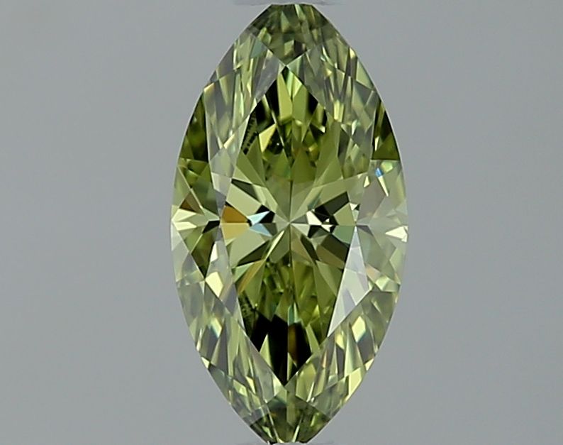 Lab-Grown Marquise Diamond - 0.5 Carats, Fancy Vivid Green Color, VVS2 Clarity - Certified by IGI - Report Number: LG641414350