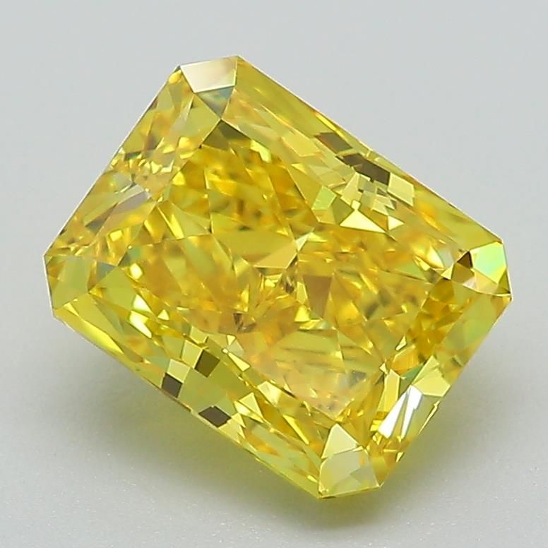 Lab-Grown Radiant Diamond - 2.45 Carats, Fancy Vivid Yellow Color, VVS2 Clarity - Certified by IGI - Report Number: LG588348202
