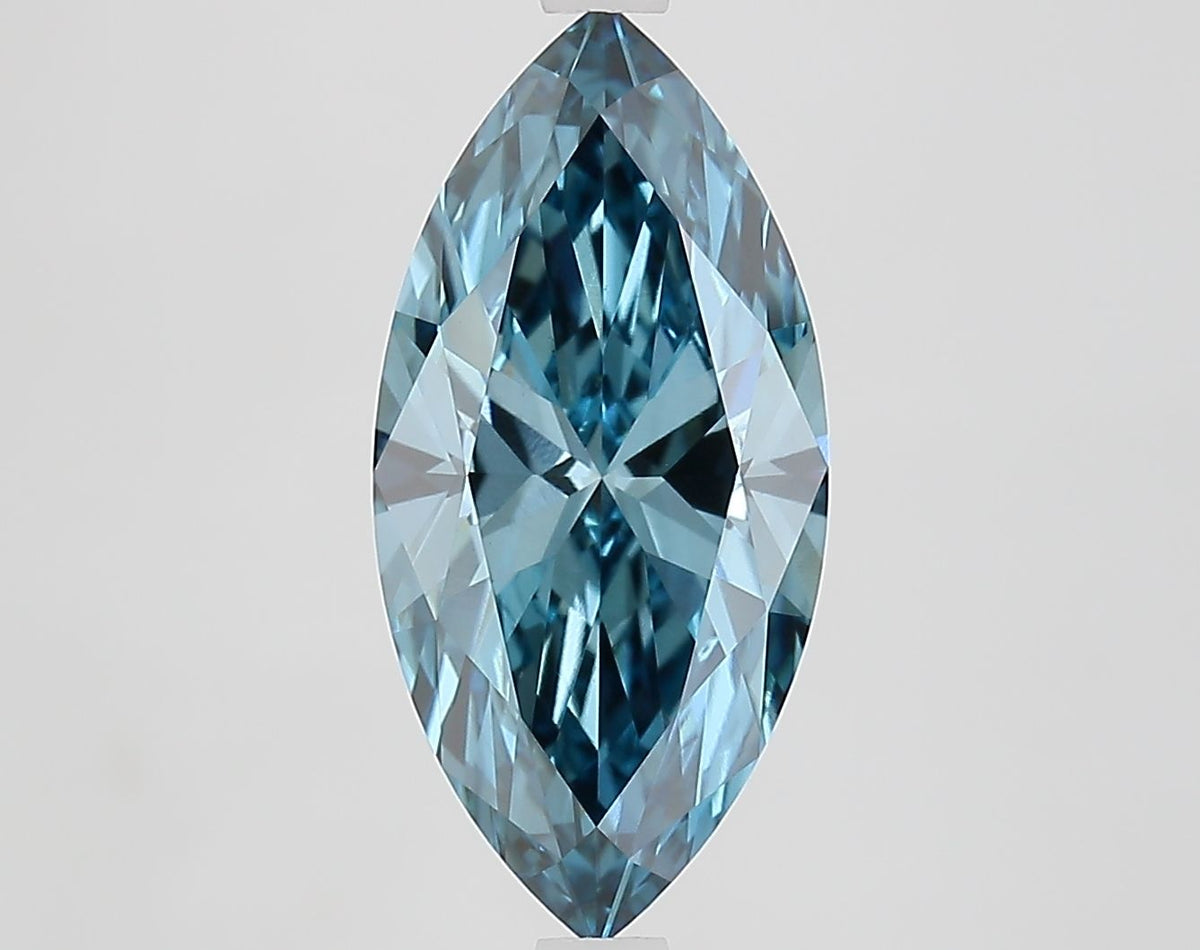 Lab-Grown Marquise Diamond - 3.12 Carats, Fancy Vivid Blue Color, VS1 Clarity - Certified by IGI - Report Number: LG688519437