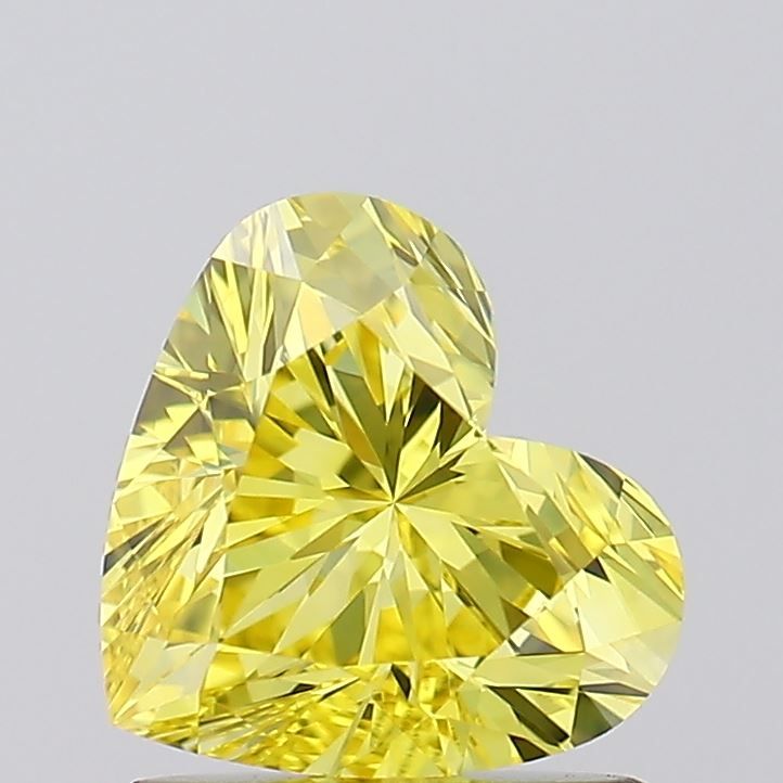 Lab-Grown Heart Diamond - 1.03 Carats, Fancy Vivid Yellow Color, VVS2 Clarity - Certified by IGI - Report Number: LG620498597