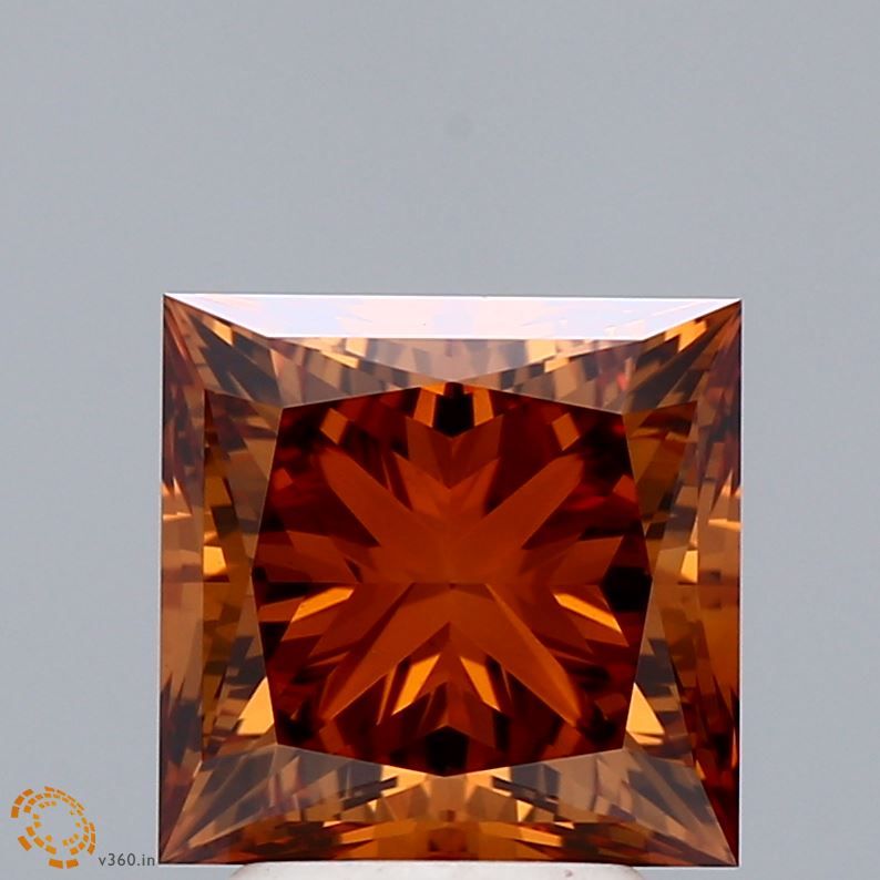 Lab-Grown Princess Diamond - 3.56 Carats, Fancy Vivid Orange Color, VVS2 Clarity - Certified by IGI - Report Number: 631422281