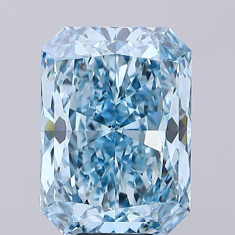 Lab-Grown Radiant Diamond - 7.52 Carats, Fancy Vivid Blue Color, VS2 Clarity - Certified by IGI - Report Number: LG677541931