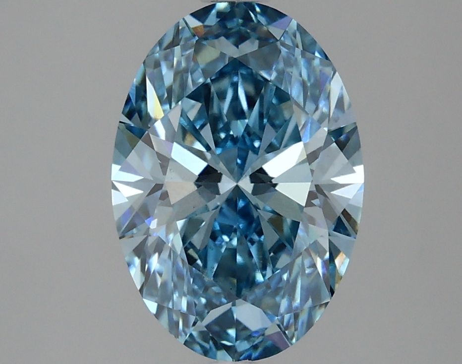 Lab-Grown Oval Diamond - 2.53 Carats, Fancy Vivid Blue Color, VS2 Clarity - Certified by IGI - Report Number: LG634426799
