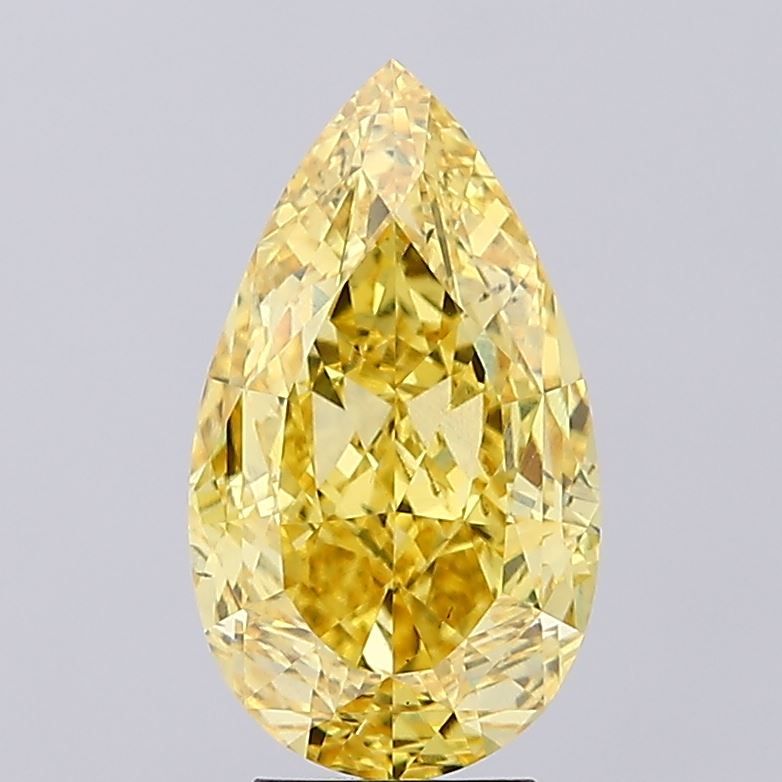 Lab-Grown Pear Diamond - 6.06 Carats, Fancy Vivid Yellow Color, VS1 Clarity - Certified by IGI - Report Number: LG626423722