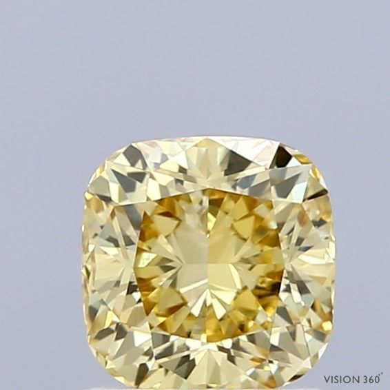Lab-Grown Cushion Diamond - 1.05 Carats, Fancy Intense Yellow Color, VVS2 Clarity - Certified by IGI - Report Number: LG689525818