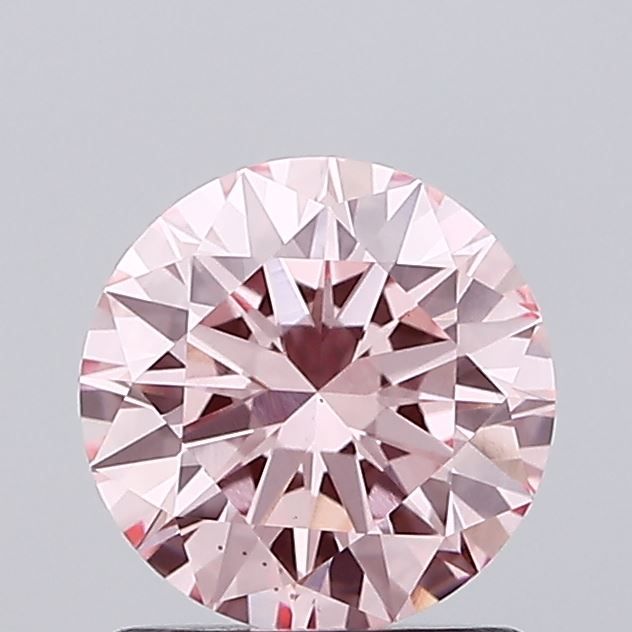 Lab-Grown Round Diamond - 1.12 Carats, Fancy Vivid Pink Color, VS1 Clarity - Certified by IGI - Report Number: LG690503615
