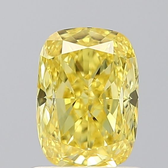 Lab-Grown Cushion Diamond - 1.02 Carats, Fancy Vivid Yellow Color, VS1 Clarity - Certified by IGI - Report Number: LG675555184