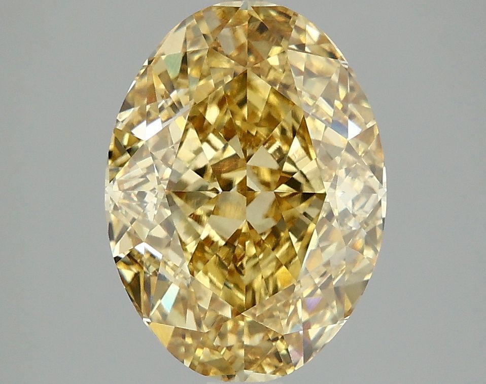 Lab-Grown Oval Diamond - 4.08 Carats, Fancy Vivid Yellow Color, VVS2 Clarity - Certified by IGI - Report Number: LG670482637