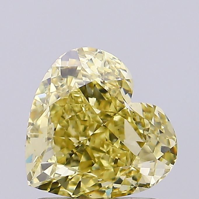 Lab-Grown Heart Diamond - 1.5 Carats, Fancy Intense Yellow Color, VS1 Clarity - Certified by IGI - Report Number: LG677541916