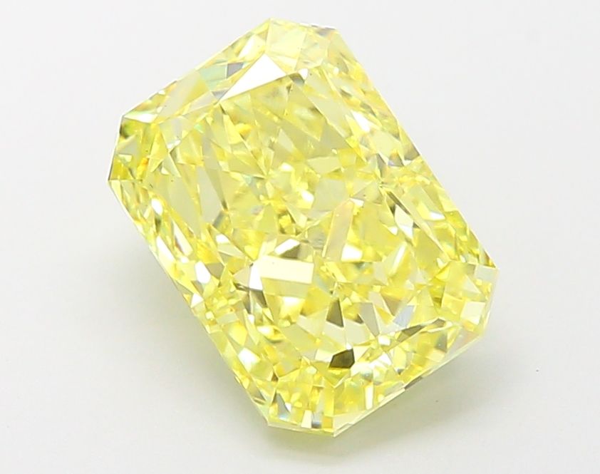 Lab-Grown Radiant Diamond - 3.6 Carats, Fancy Vivid Yellow Color, VS1 Clarity - Certified by IGI - Report Number: LG655442119