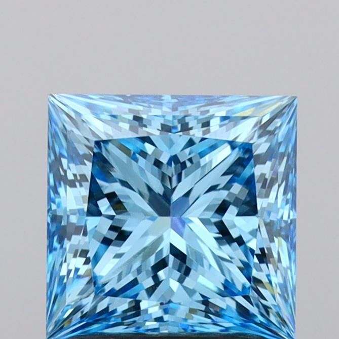 Lab-Grown Princess Diamond - 1.76 Carats, Fancy Vivid Blue Color, VVS2 Clarity - Certified by IGI - Report Number: LG639416083
