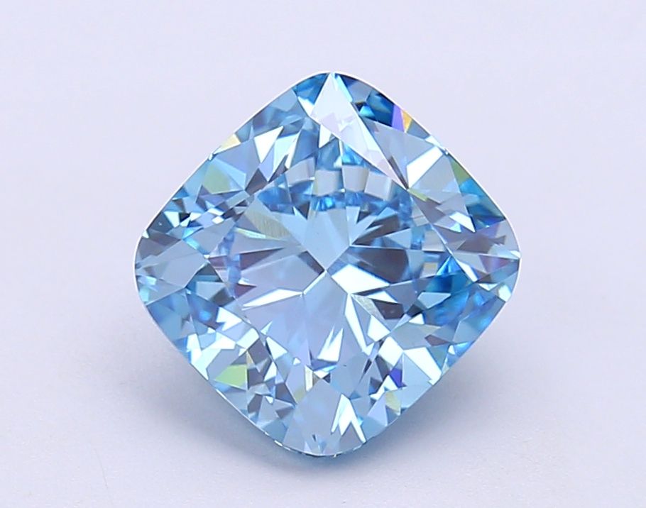 Lab-Grown Cushion Diamond - 3.02 Carats, Fancy Vivid Blue Color, VS1 Clarity - Certified by IGI - Report Number: LG684510352