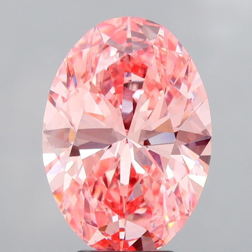 Lab-Grown Oval Diamond - 4.64 Carats, Fancy Vivid Pink Color, VS1 Clarity - Certified by IGI - Report Number: LG691570806