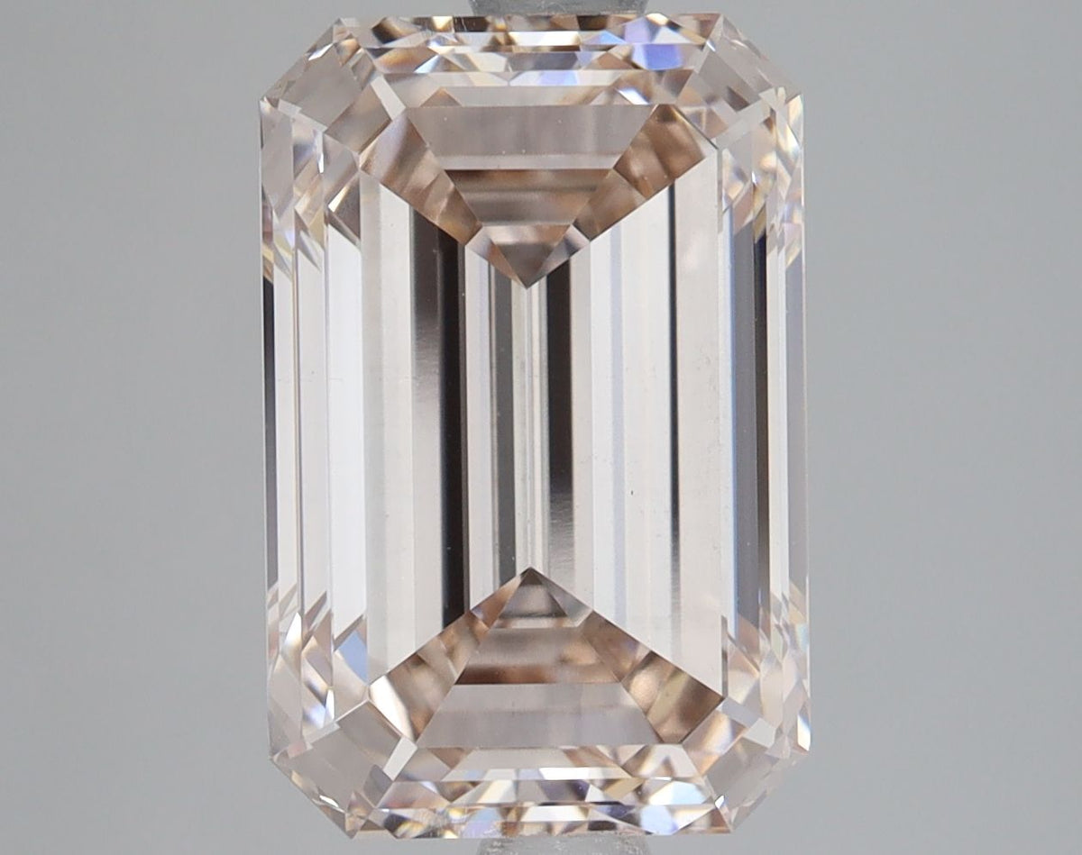 Lab-Grown Emerald Diamond - 4.1 Carats, Light Pinkish Brown Color, VS1 Clarity - Certified by IGI - Report Number: LG687586809
