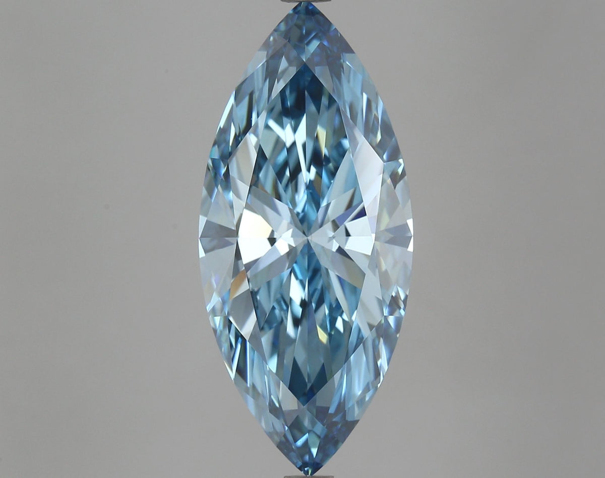 Lab-Grown Marquise Diamond - 5.17 Carats, Fancy Vivid Blue Color, VS1 Clarity - Certified by IGI - Report Number: LG610347968