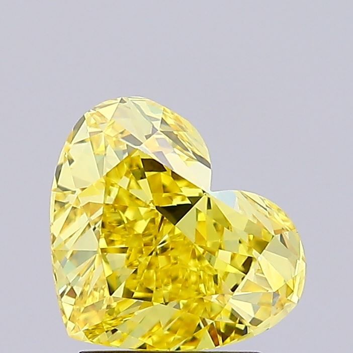 Lab-Grown Heart Diamond - 2.51 Carats, Fancy Vivid Yellow Color, VVS2 Clarity - Certified by IGI - Report Number: LG660485351