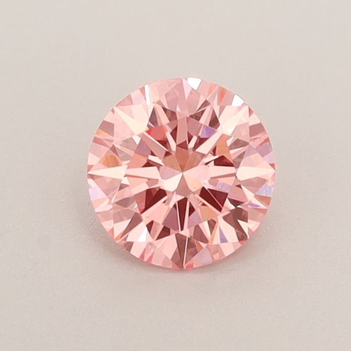 Lab-Grown Round Diamond - 0.44 Carats, Fancy Vivid Pink Color, VS1 Clarity - Certified by IGI - Report Number: LG582357736