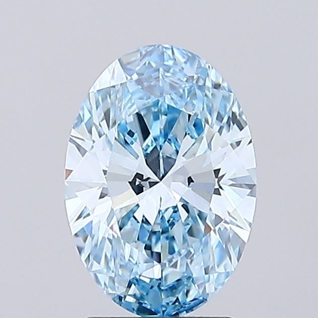 Lab-Grown Oval Diamond - 2.02 Carats, Fancy Vivid Blue Color, VVS2 Clarity - Certified by IGI - Report Number: LG686501494