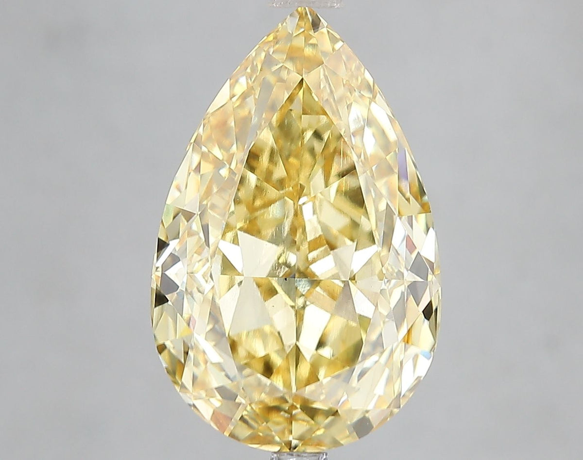 Lab-Grown Pear Diamond - 7.4 Carats, Fancy Vivid Yellow Color, VS1 Clarity - Certified by IGI - Report Number: LG661406901
